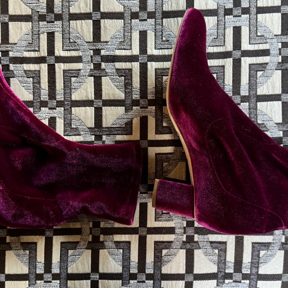 NEW Sarah Flint Alexandra Mid Velvet Sock Booties - Dark Pink - Picture 7 of 8
